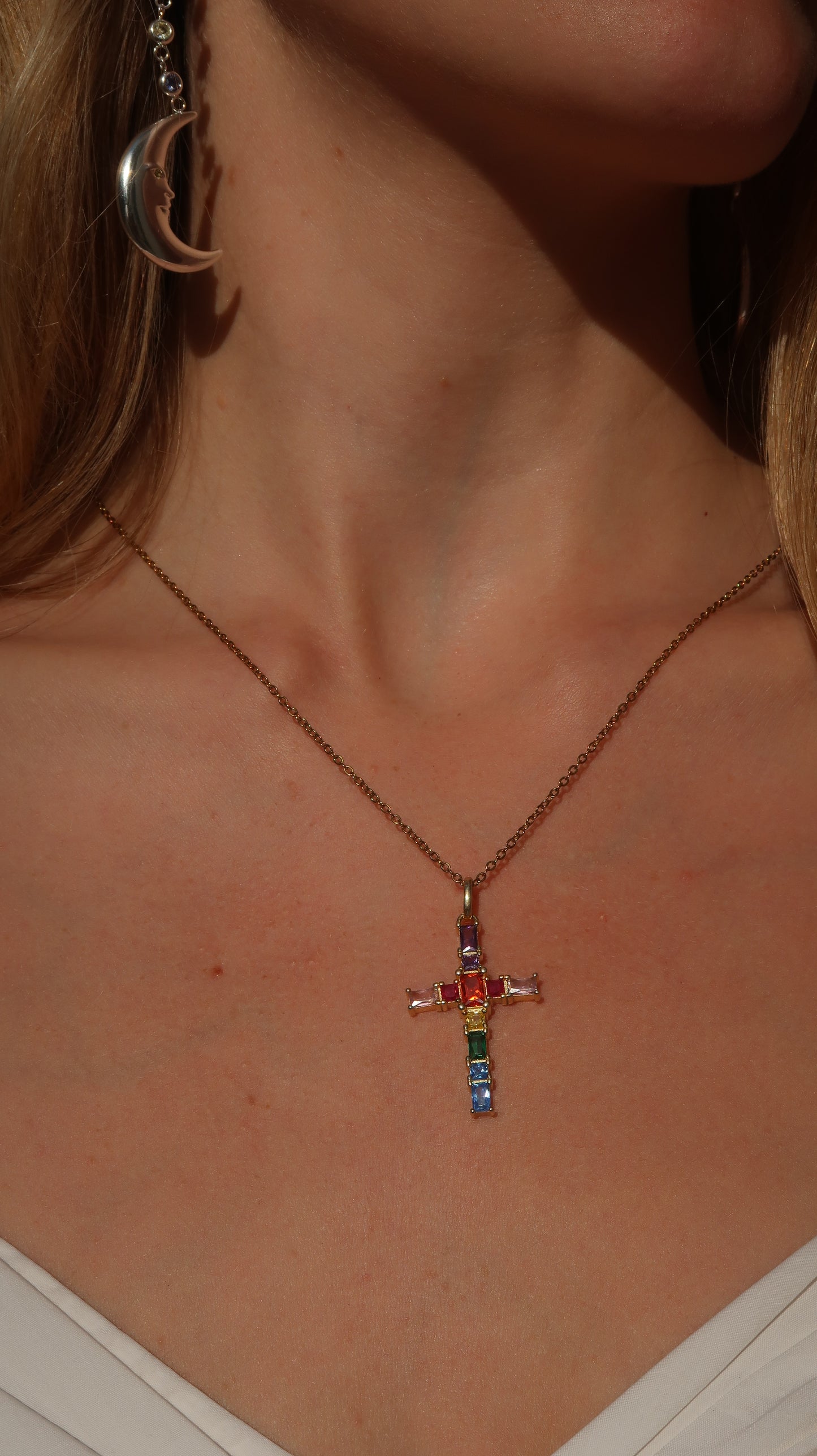 Claire's Rainbow Cross Necklace