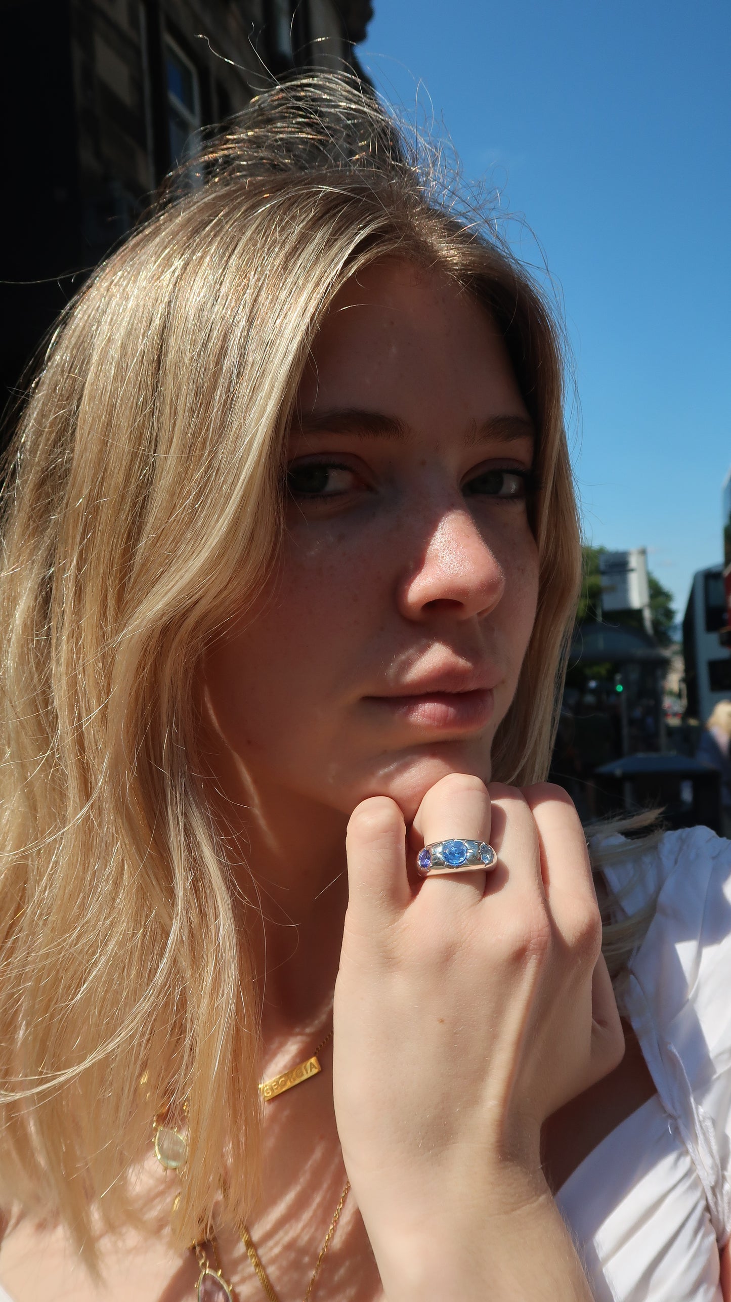Sophie's Blue Gemstone Ring In Silver