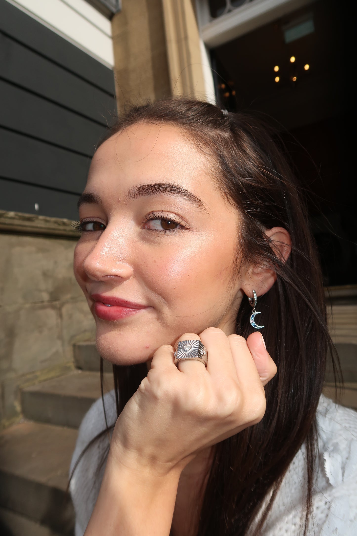 Heather's Heart Ring in Silver and White