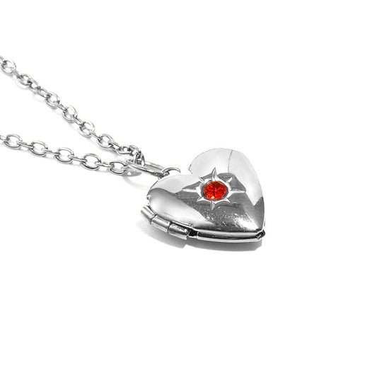Tiana's Bright Red Heart Locket In Silver