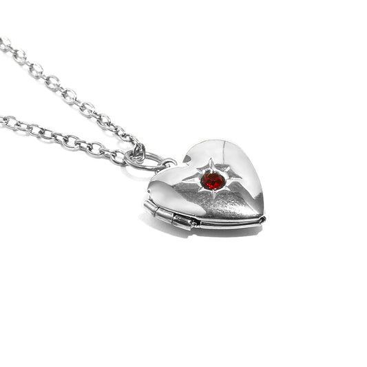 Tiana's Burgundy Heart Locket In Silver