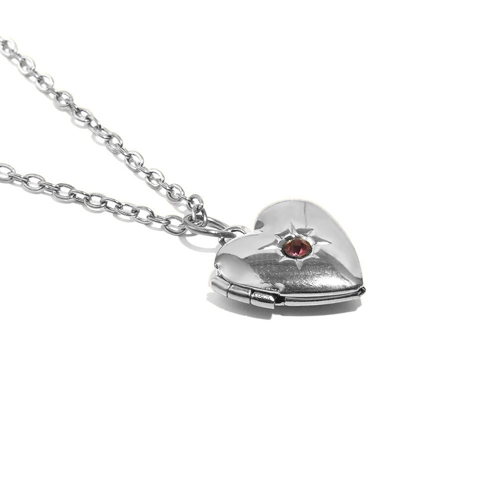 Tiana's Pink Heart Locket In Silver