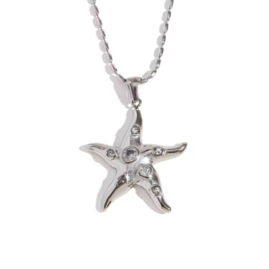 Pim's Starfish Silver Necklace In White
