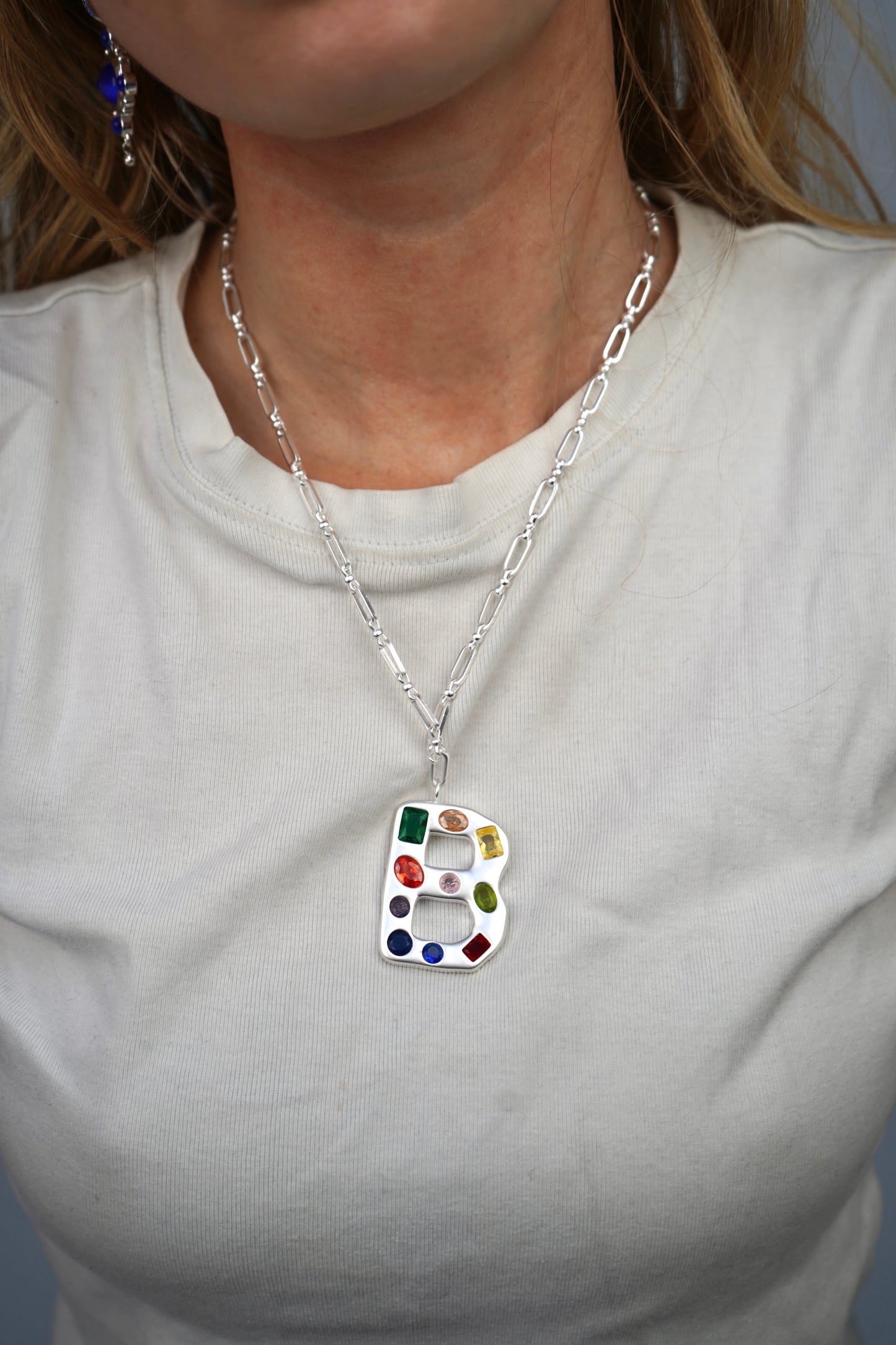 The Gemstone Alphabet Pendant In Silver