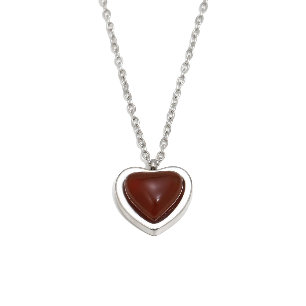 Viola’s Red Heart Necklace in Silver