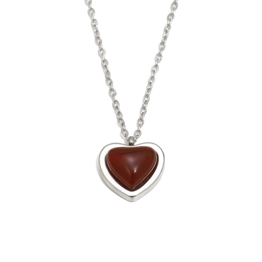 Viola’s Red Heart Necklace in Silver