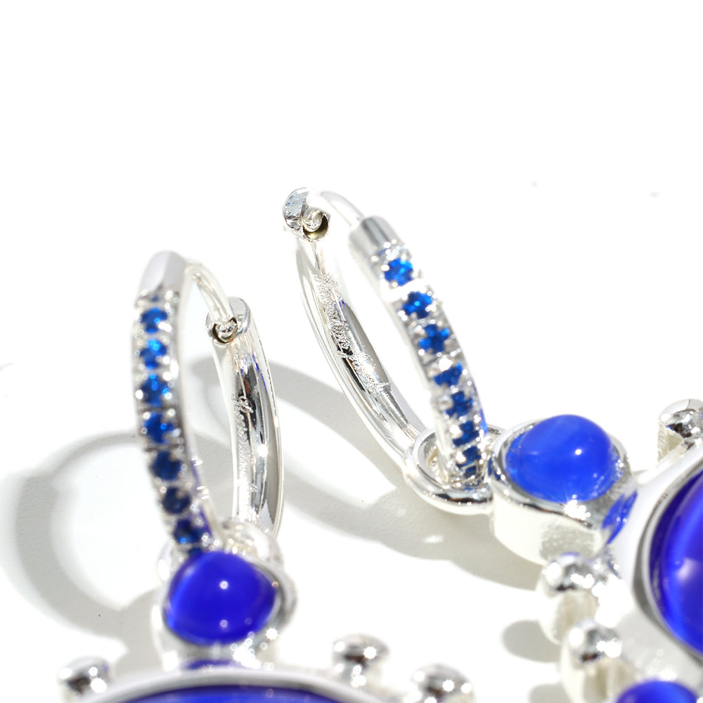 Rhiannon's Blue Drop Earrings In Silver