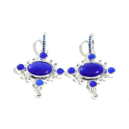 Rhiannon's Blue Drop Earrings In Silver