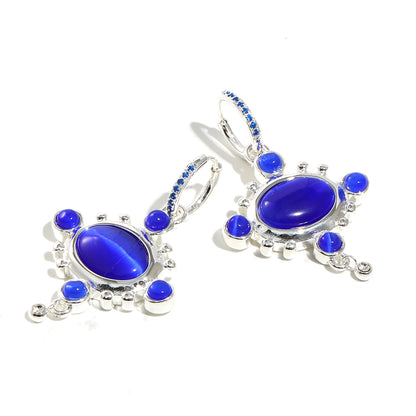 Rhiannon's Blue Drop Earrings In Silver