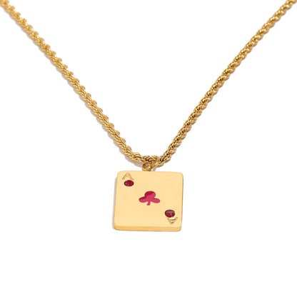 Vesper's Ace of Clubs Necklace  In Gold