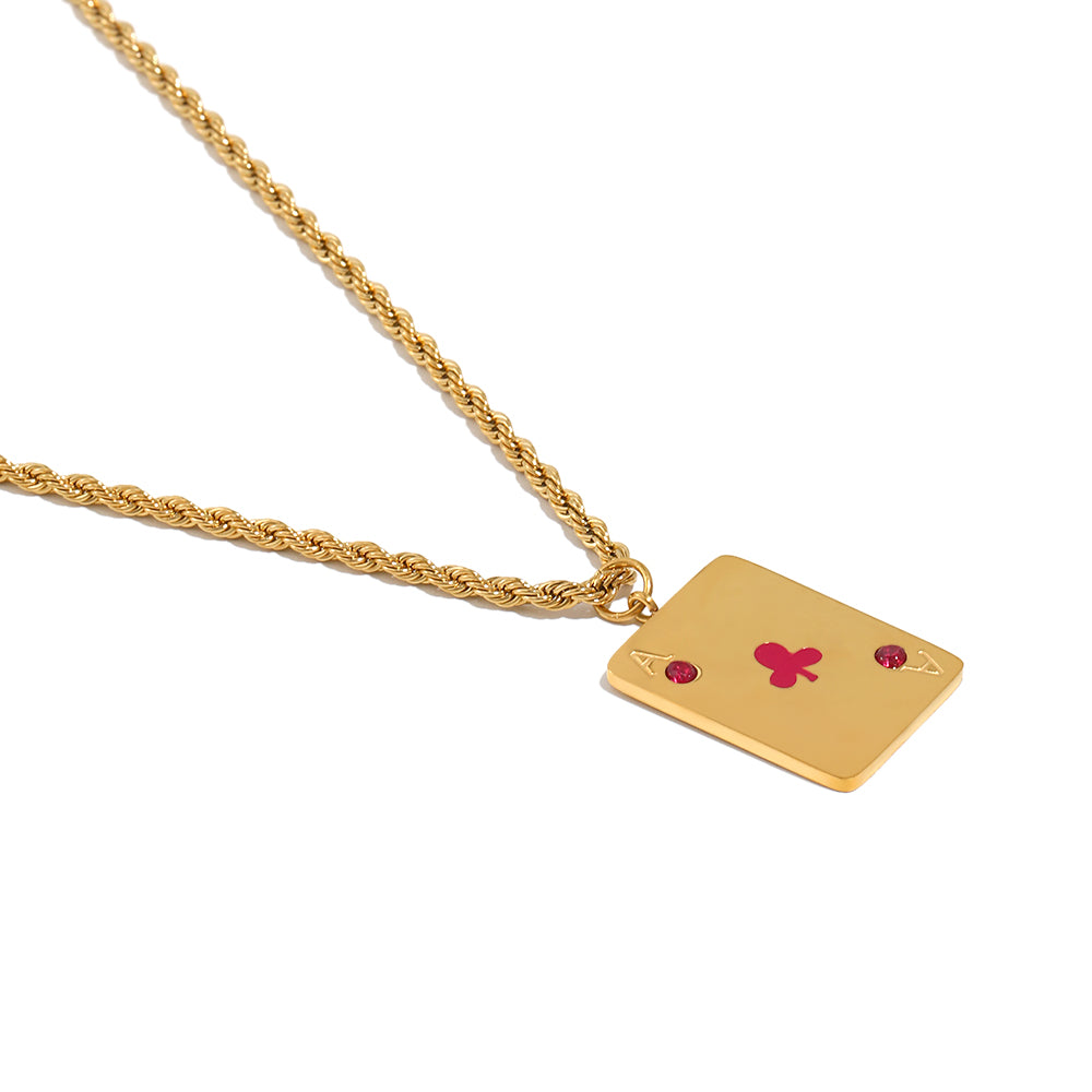 Vesper's Ace of Clubs Necklace  In Gold