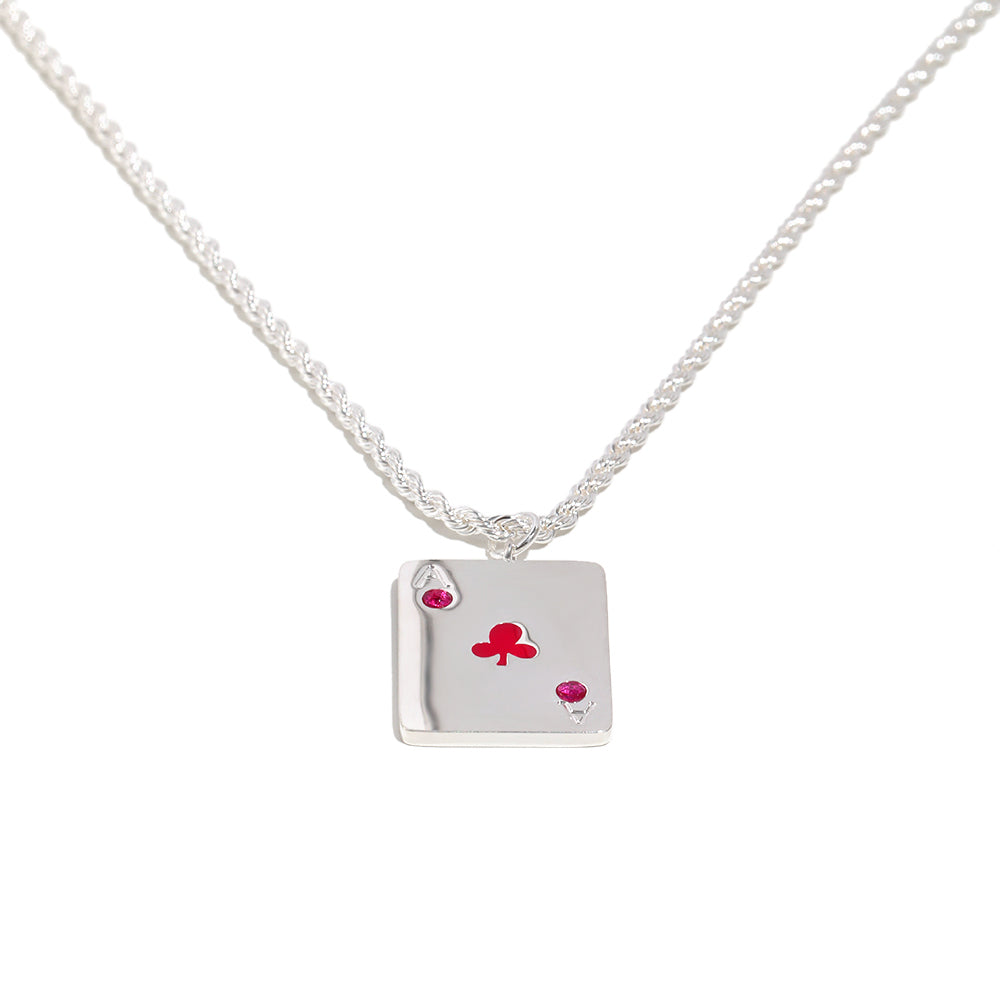 Vesper's Ace Of Clubs Necklace In Silver