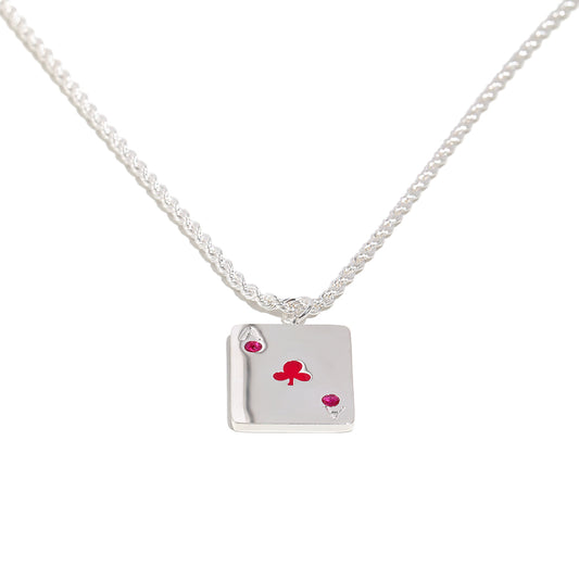 Vesper's Ace Of Clubs Necklace In Silver