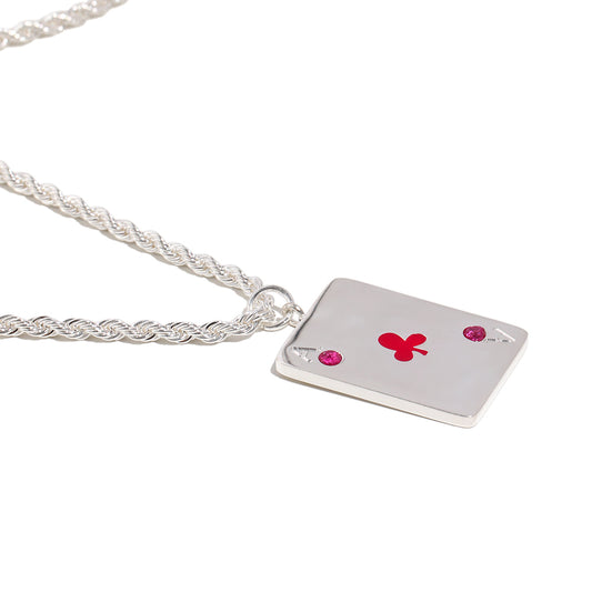 Vesper's Ace Of Clubs Necklace In Silver