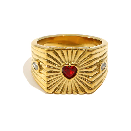 Heather's Heart Ring in Gold and Red