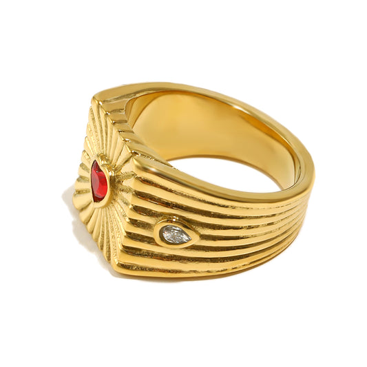 Heather's Heart Ring in Gold and Red