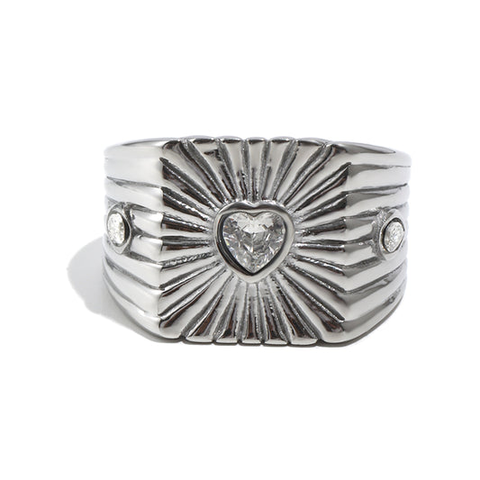 Heather's Heart Ring in Silver and White