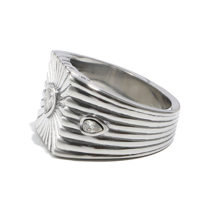 Heather's Heart Ring in Silver and White