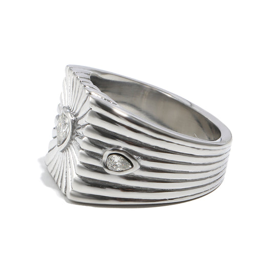 Heather's Heart Ring in Silver and White