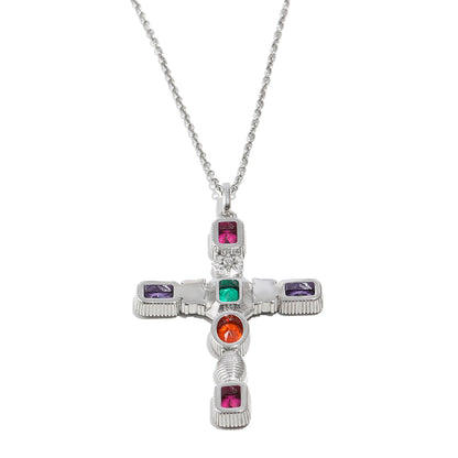 Ranee's colourful cross in Silver
