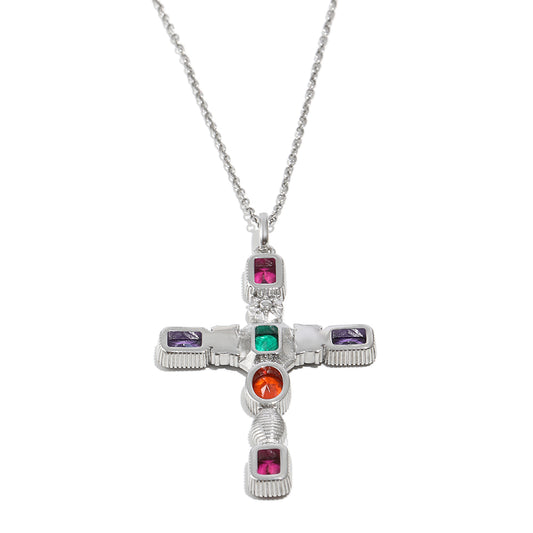 Ranee's colourful cross in Silver