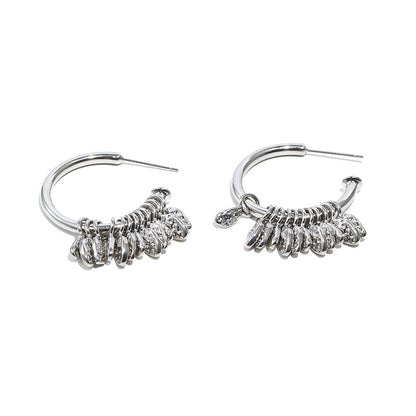 Marina's Feather Hoops In Silver