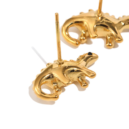 Bee’s Gold Green Dinosaur Earrings