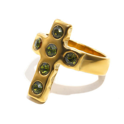 Lyla's Cross Ring In Green