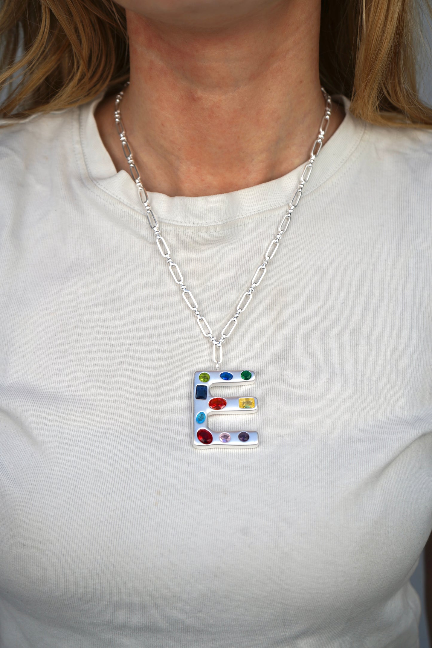 The Gemstone Alphabet Pendant In Silver