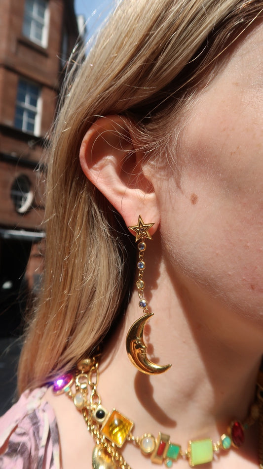 Eleanora's Star and Moon Drop Earrings