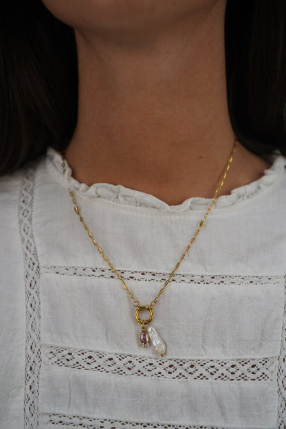 Amelie's Pearl Charm Necklace In Lavender