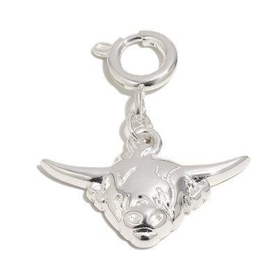 Highland Cow Charm In Silver