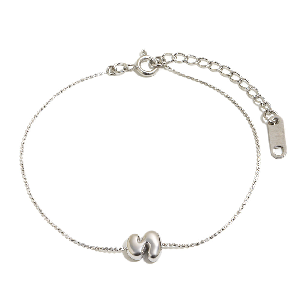 Bubble Letter Bracelet in Silver