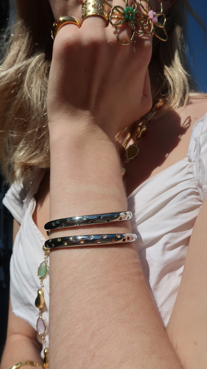 Eloise's Sunset Star Bangle In Silver