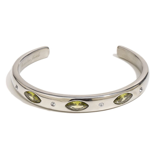 Florence’s Green Bangle In Silver