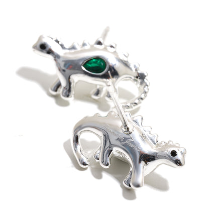Bee’s Green Dinosaur Earrings in Silver