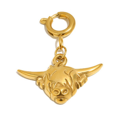 Highland Cow Charm In Gold