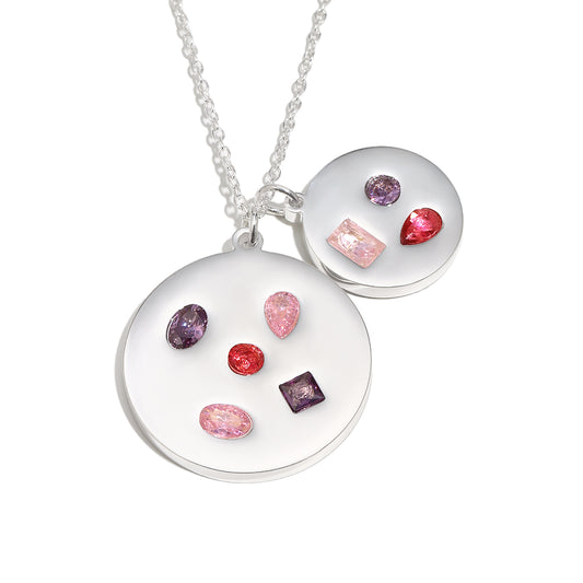 Eloise’s Pink and Purple Gemstone Pendant in Silver
