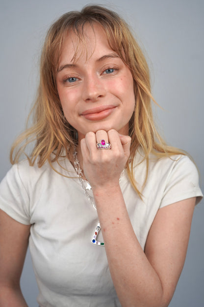 Paloma's Pink Ring In Silver