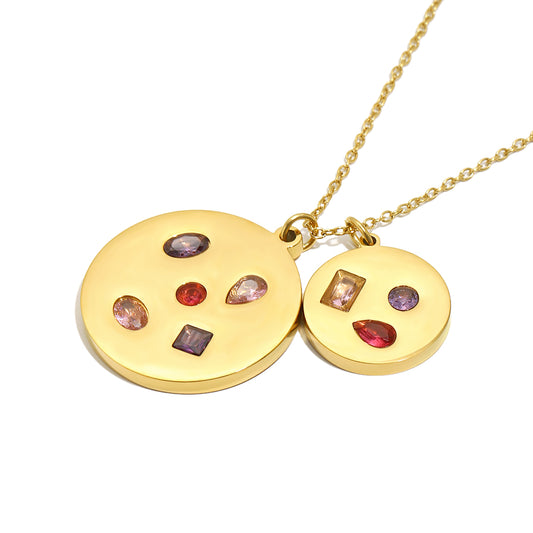 Eloise’s Pink and Purple Gemstone Pendant in Gold