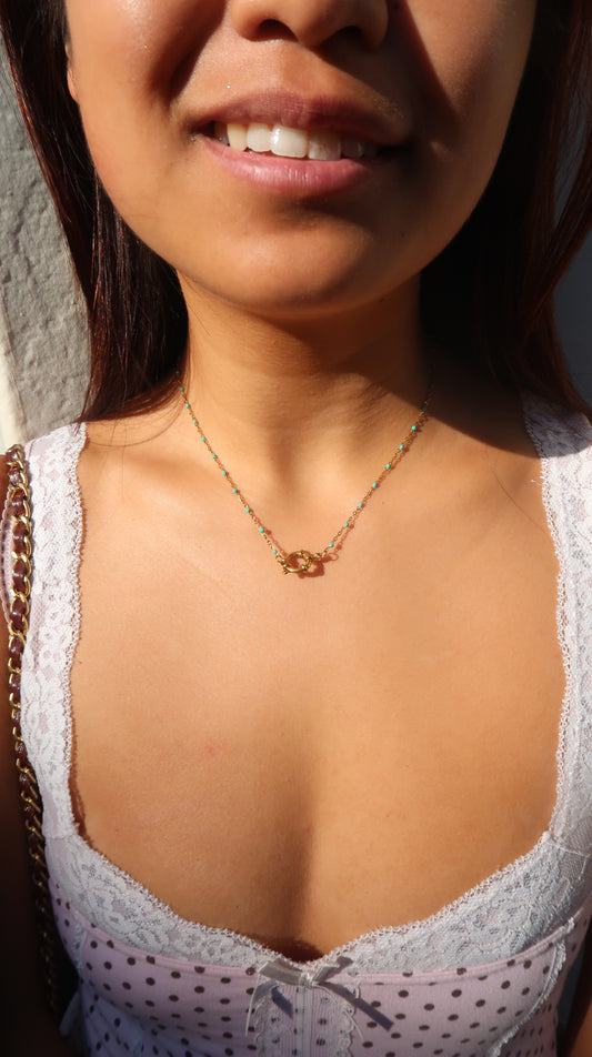 Lina's Turquoise Beaded Charm Necklace