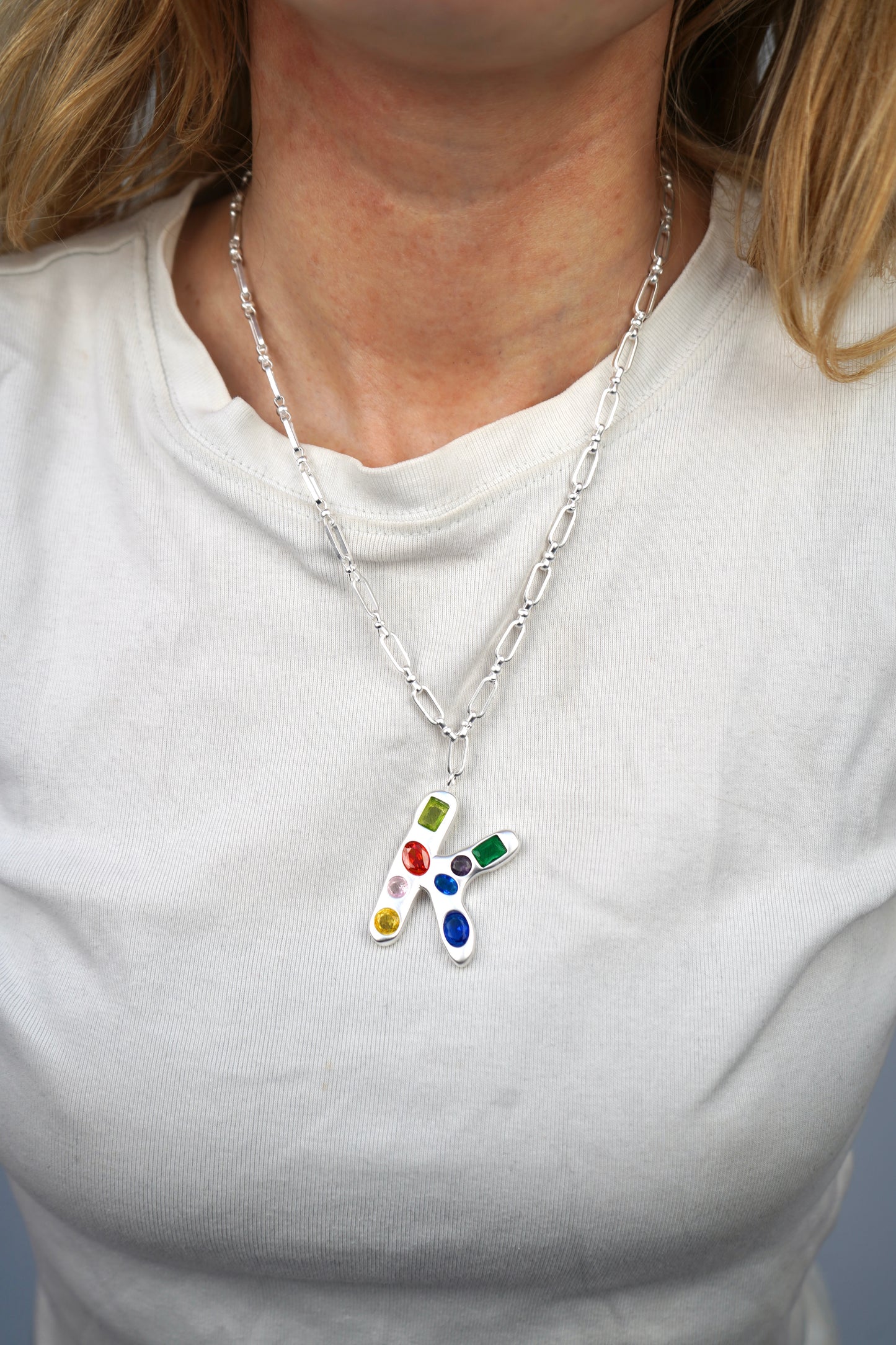 The Gemstone Alphabet Pendant In Silver