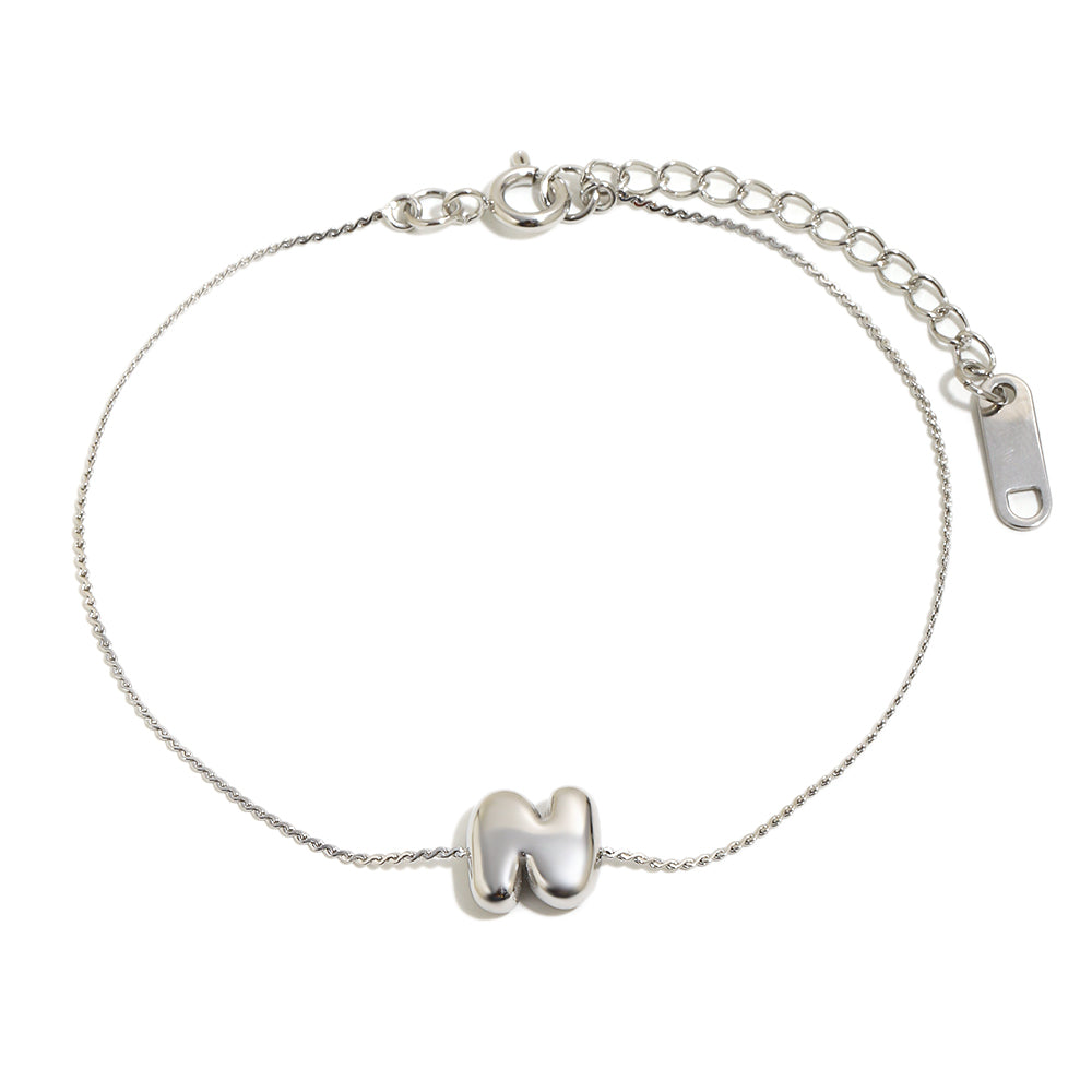 Bubble Letter Bracelet in Silver
