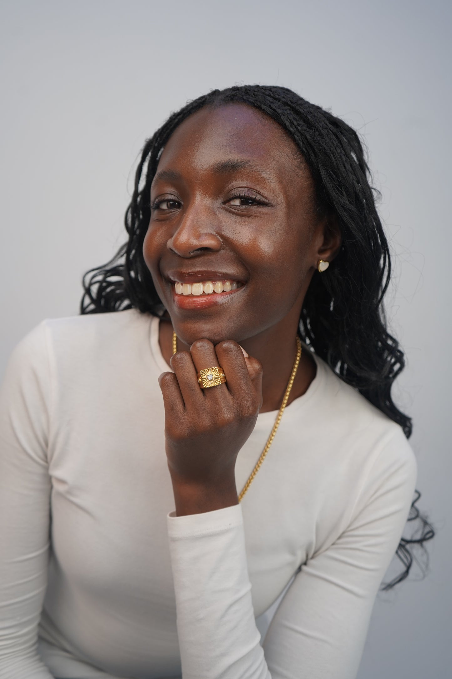 Heather's Heart Ring In Gold And White