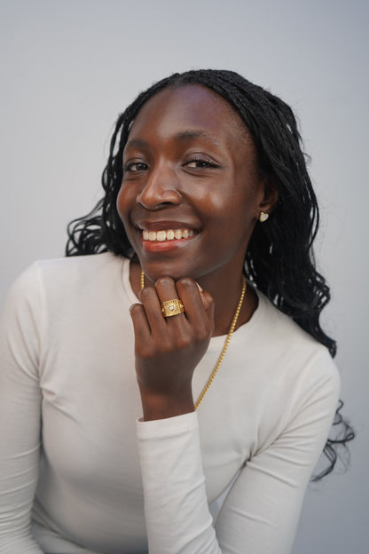 Heather's Heart Ring In Gold And White