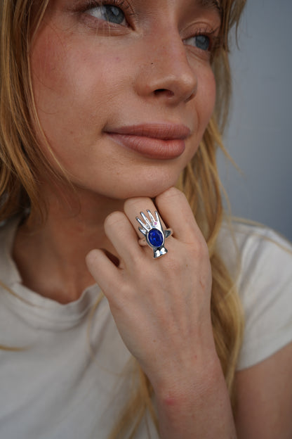 Meredith's Blue Palm Ring in Silver