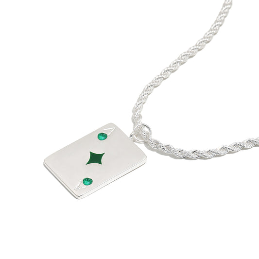 Vesper's Ace Of Diamonds Necklace in Silver