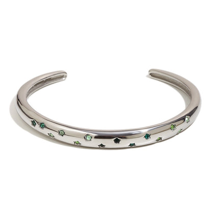 Eloise's Green Star Bangle in Silver