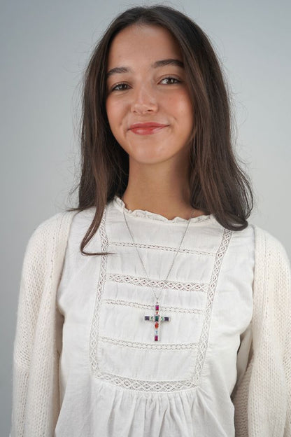 Ranee's colourful cross in Silver