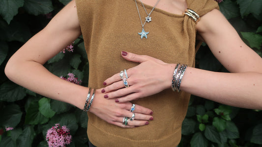 Eloise's Blue Star Bangle In Silver